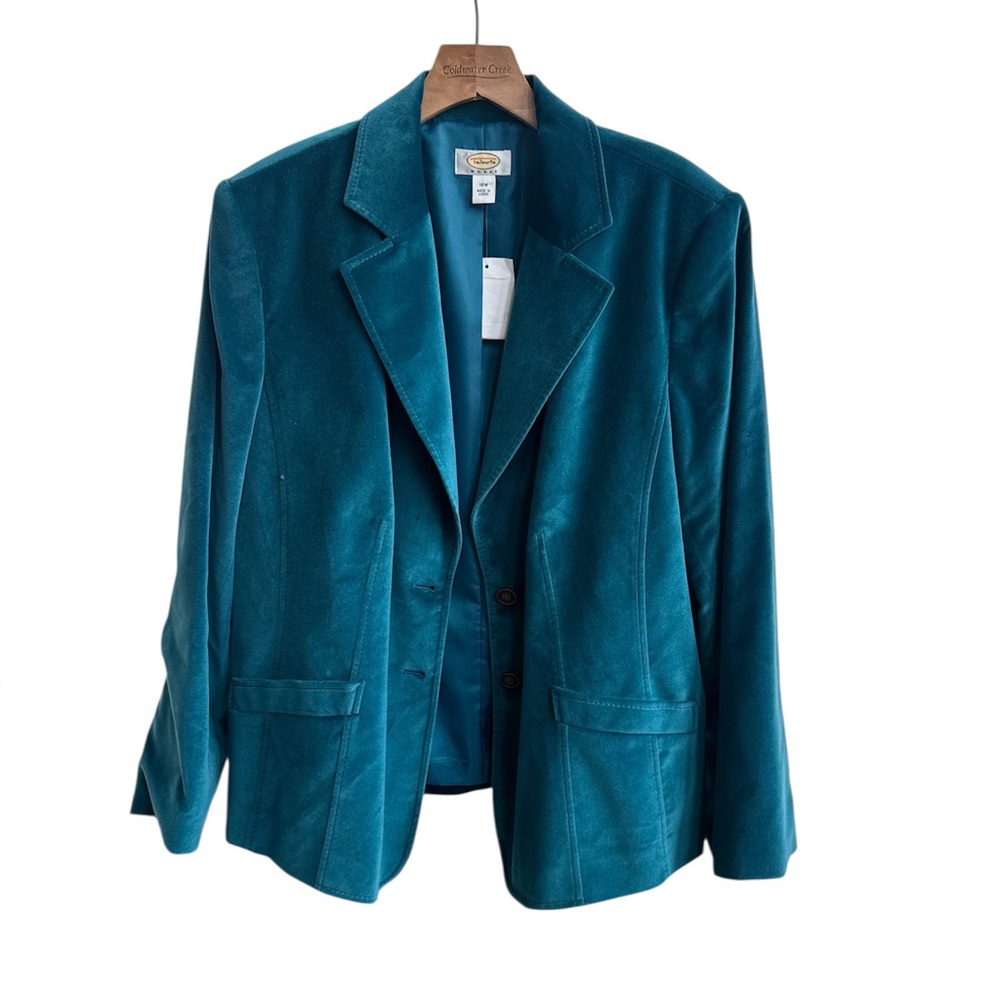 Talbots Velvet Blazer Jacket sz 16W New Cotton Silk blend - Picture 3 of 8